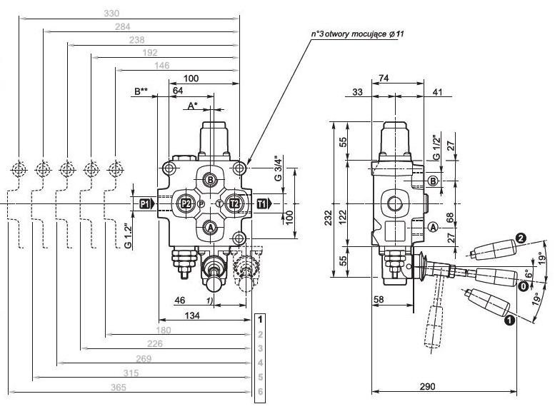 Mechaninių skirstytuvų Q75 schema