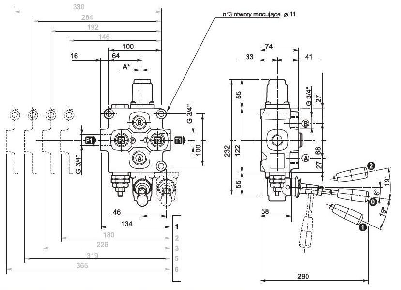 Mechaninių skirstytuvų Q95 schema